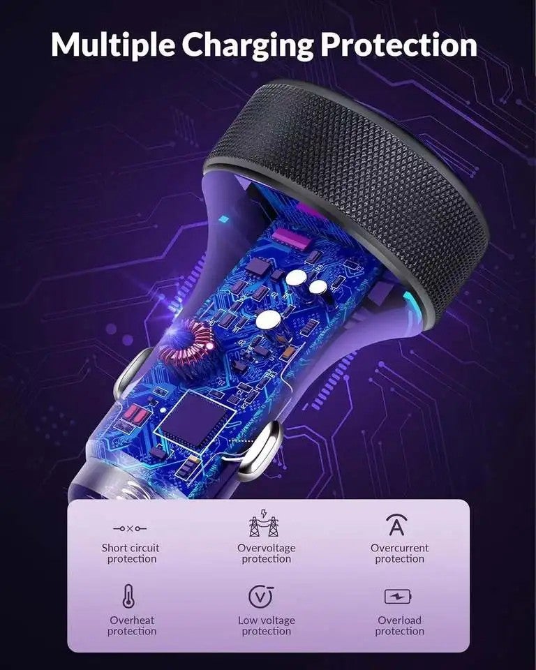 Bluejw 90W 4-Port USB C Car Charger, Dual USB-C & USB-A Automobile Chargers, PD Fast Charging Adapter Cigarette Lighter for Mobile - Image 5